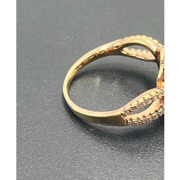 FZN CN Brown Clear Cubic Zirconia 18k Rose Gold Over Sterling Silver Ring Sz 7.5 - Picture 8 of 9